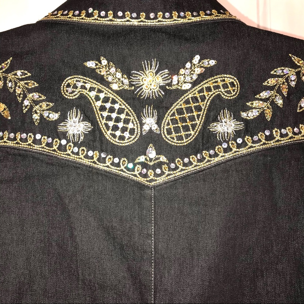 Victor Costa Embroidered Denim Jacket - Picture 8 of 13